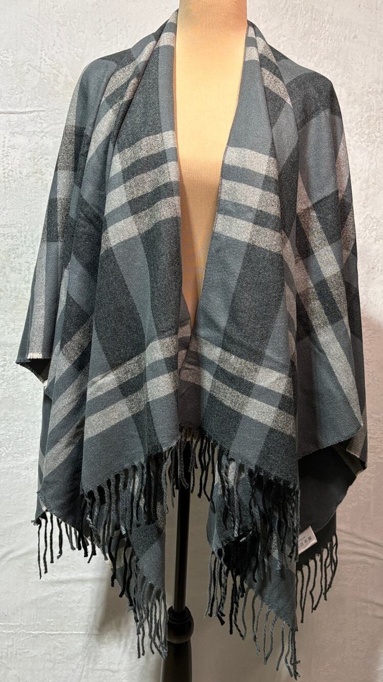 SIIZU Causebox Women's Sustainable Open Front Ruana Shawl Poncho Wrap Scarf